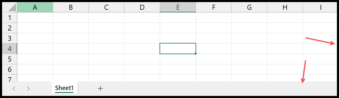 barra di scorrimento nascosta in Excel