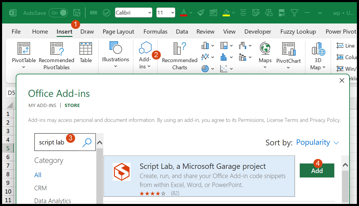 Skriptlabor in Excel