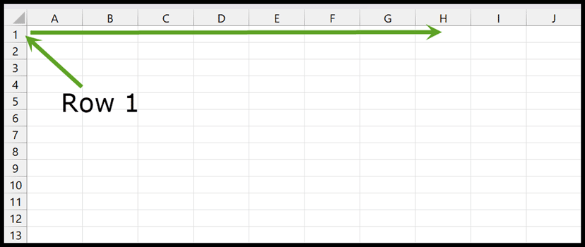 baris 1 di Excel