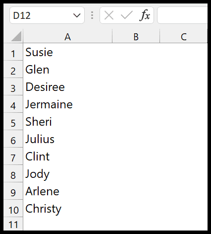 elenco dei nomi