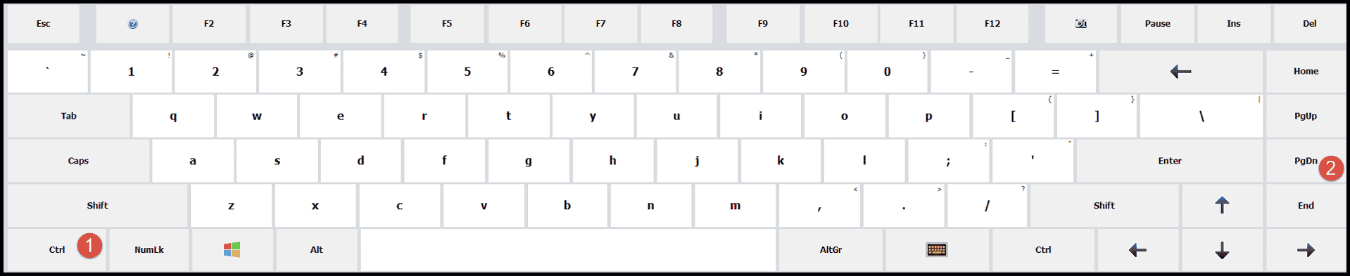 método abreviado de teclado para cambiar de pestaña a la derecha