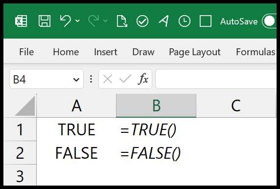 wahr oder falsch in Excel