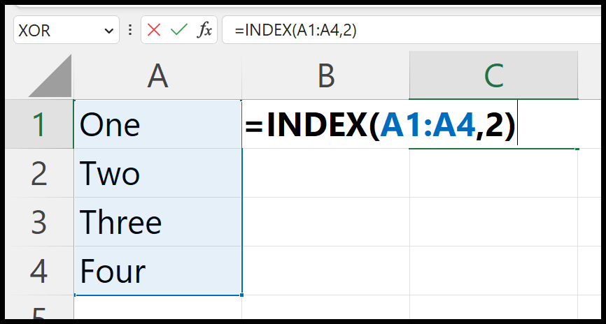 Indexfunktion, um einen Wert zu erhalten