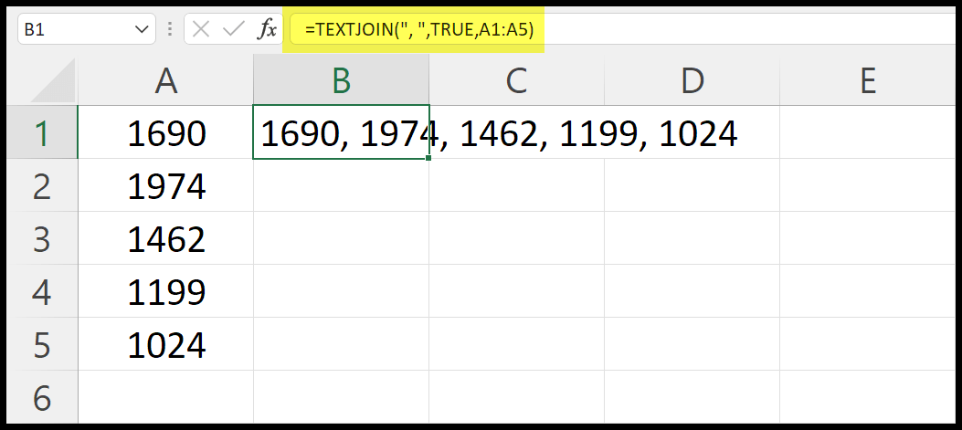 fórmula de unión de texto