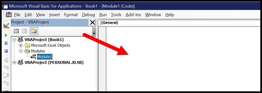 code window in the module