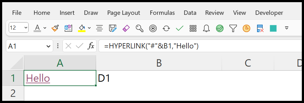 lien hypertexte dynamique pour une adresse de cellule