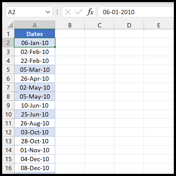 fechas ordenadas
