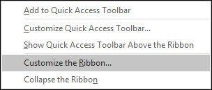 cliquez sur personnaliser le ruban pour ajouter un onglet développeur dans le ruban Excel