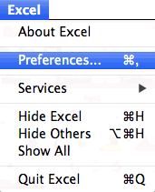 buka preferensi untuk menambahkan tab pengembang di Excel 2001 untuk Mac