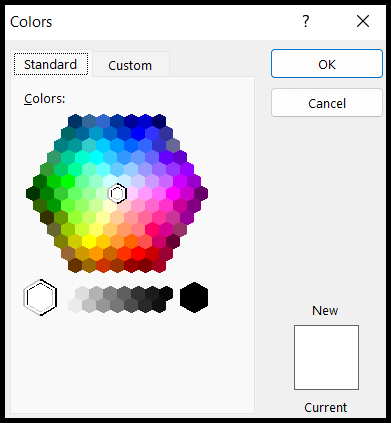 finestra di dialogo dei colori