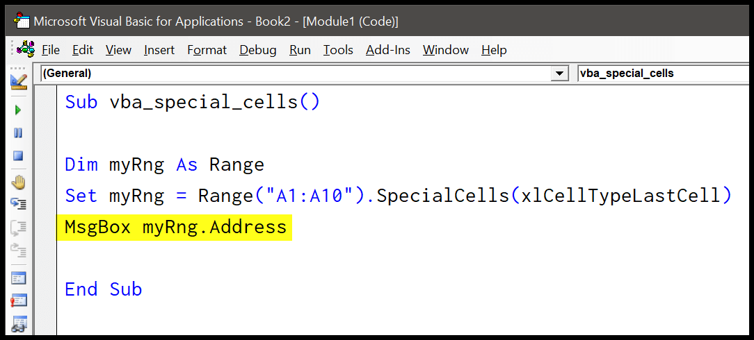 Vba message box to get the address