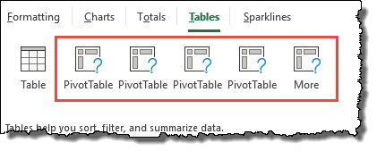 Tipps für Excel-Pivot-Tabellen Tipps zum Erstellen einer Pivot-Tabelle mit dem Schnellanalyse-Tool