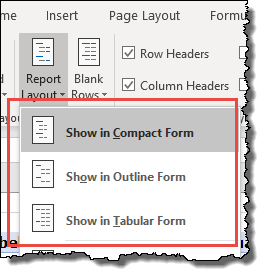 Suggerimenti per le tabelle pivot di Excel Suggerimenti per modificare il layout di una tabella pivot