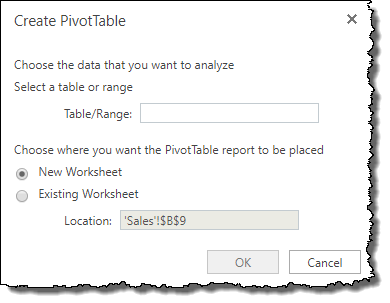 Excel 피벗 테이블 팁 Excel Online 응용 프로그램에서 피벗 테이블을 만들기 위한 데이터 선택 팁