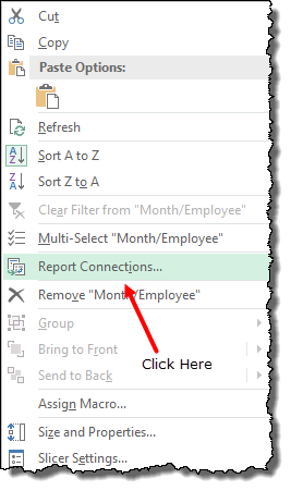 Excel 피벗 테이블 팁 모든 피벗 테이블 보고서 연결에 대한 단일 슬라이서 팁