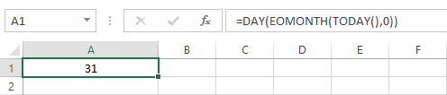 Los trucos de consejos de Excel obtienen el número total de días en un mes usando una fórmula