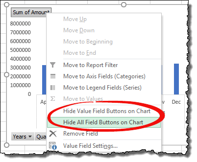 Suggerimenti per la tabella pivot di Excel Trucchi Nascondi i pulsanti del filtro della tabella pivot