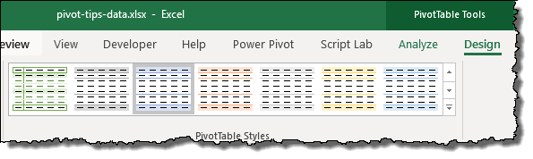 Excel 피벗 테이블 팁 피벗 테이블 스타일 지정 요령