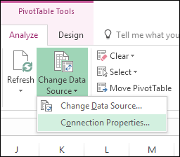 Suggerimenti per la tabella pivot di Excel Trucchi per fare clic su Proprietà di connessione