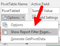 نصائح حول Excel PivotTable لإنشاء ورقة عمل منفصلة لكل عنصر