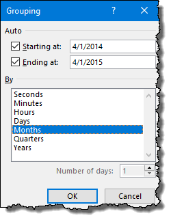 Excel 数据透视表提示对日期进行分组的技巧选择月份