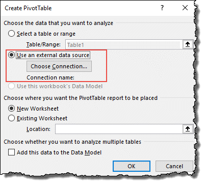 Excel 피벗 테이블 팁 외부 데이터 소스 선택 요령