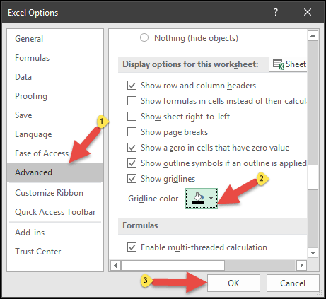 Excel 更改网格线颜色的提示和技巧