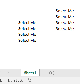 select no-adjacent cell without using mouse