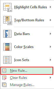 select new rule to apply conditional formatting in pivot table