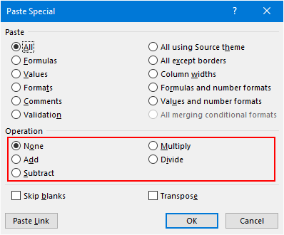 Multiplier dans Excel à l'aide de l'option Collage spécial