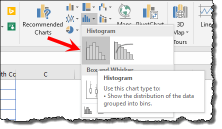 vai alla scheda dati per creare un istogramma in Excel 2016