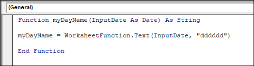 Nachdem Sie den Code geschrieben haben, der in der benutzerdefinierten VBA-Funktion verwendet werden soll