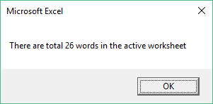 كود vba لحساب الكلمات في Excel باستخدام vba