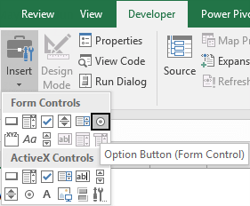 how to create an interactive chart in excel insert option buttons