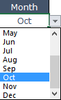 قائمة منسدلة لتحديد الشهر في قالب تقرير المبيعات اليومي