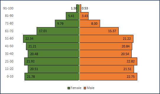 Diagrama piramidal de edad listo para usar en Excel.