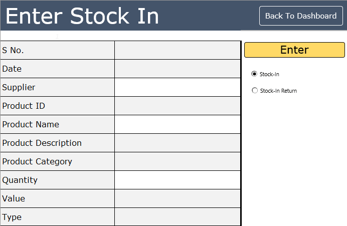 entrer le stock dans le modèle de gestion des stocks Excel