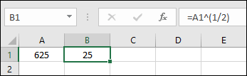 trucchi con suggerimenti Excel utilizzando la formula dell'operatore esponente per ottenere la radice quadrata