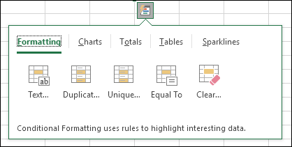 Excel 建议提示快速分析