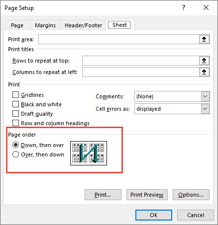 تحدد حيل نصائح Excel اتجاه الطباعة