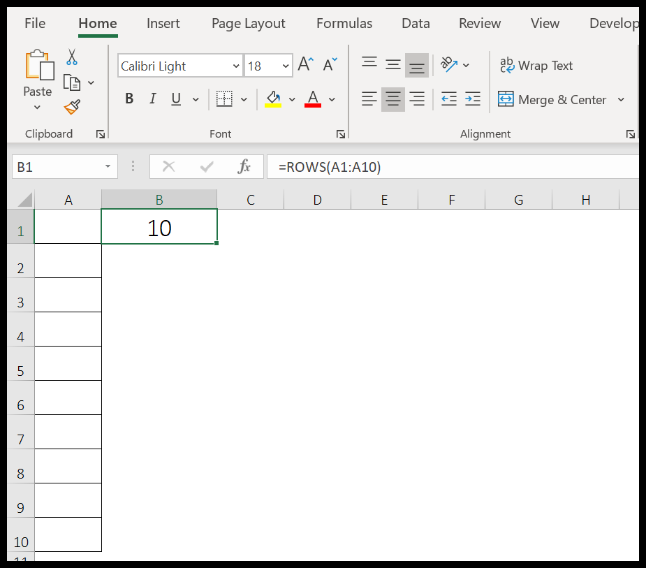 Beispiel für eine Excel-Zeilenfunktion