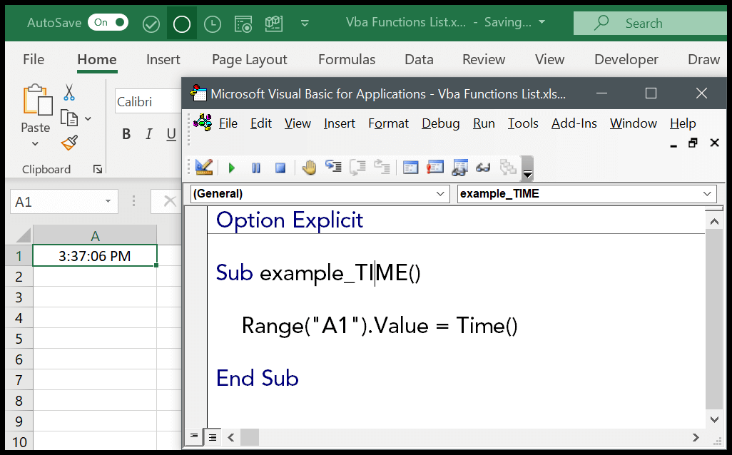 example-vba-time-function