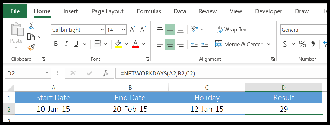 Excel-Netzwerktage-Funktionsbeispiel-2
