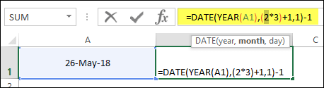 Vierteljährliche Formel Excel, Enddatum ermitteln, erster Teil