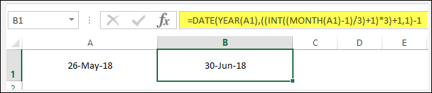 Vierteljährliche Formel Excel Enddatum abrufen