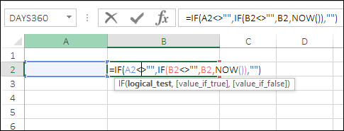 insérer un horodatage dans Excel avec une référence circulaire entrer la formule