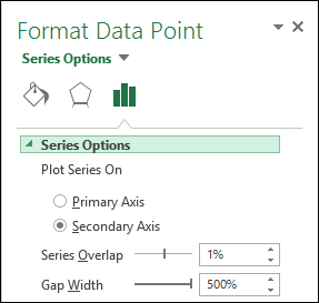 change gap width to add a vertical line excel chart