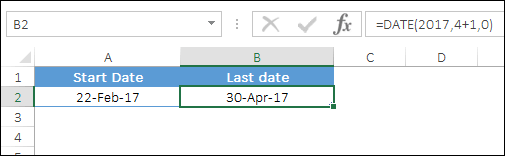 obtenir la date de fin du mois en utilisant la fonction date