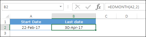obtener la fecha de fin de mes para el mes futuro usando eomonth
