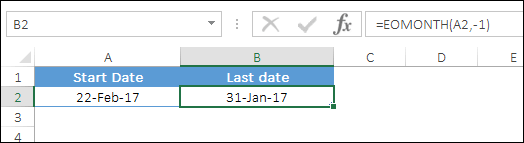 obtener la fecha de fin de mes del mes anterior usando eomonth
